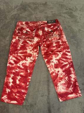 Miss Me Red and White Tie Dye Embellished Skinny Jeans JD106352